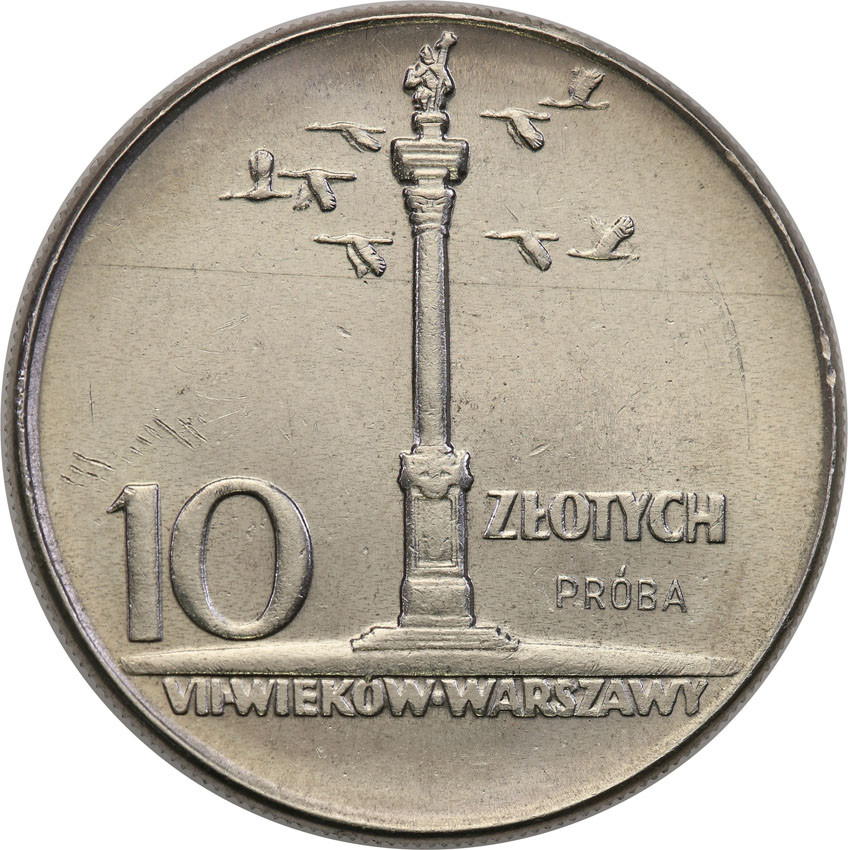 PRL. PRÓBA Nikiel 10 złotych 1965 kolumna Zygmunta